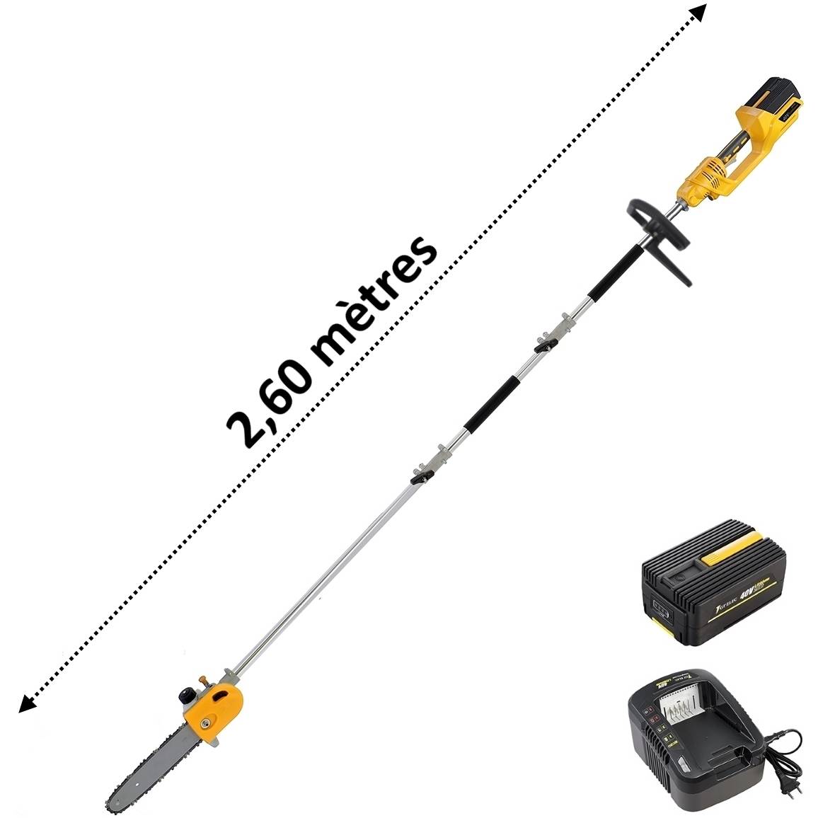 Gt Elec - Élagueuse sur perche sans fil à batterie, 40 V, GT ELEC + batterie 4 Ah + chargeur - GT ELEC - Image 1