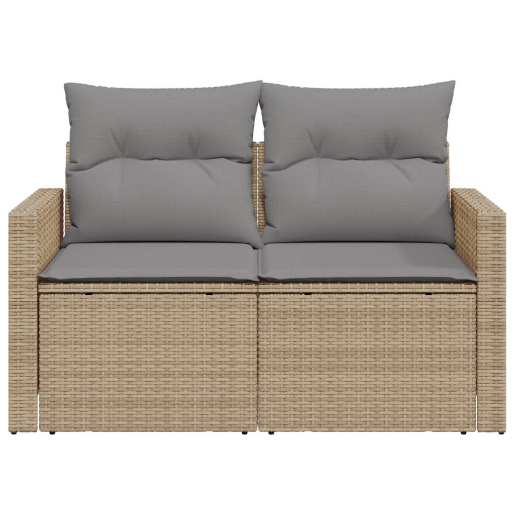 ComfortXL - Canapé Extérieur 2 Places Résine Beige Tablette Rabattable et Coussins Gris Clair – ComfortXL Outdoor Living - Image 5