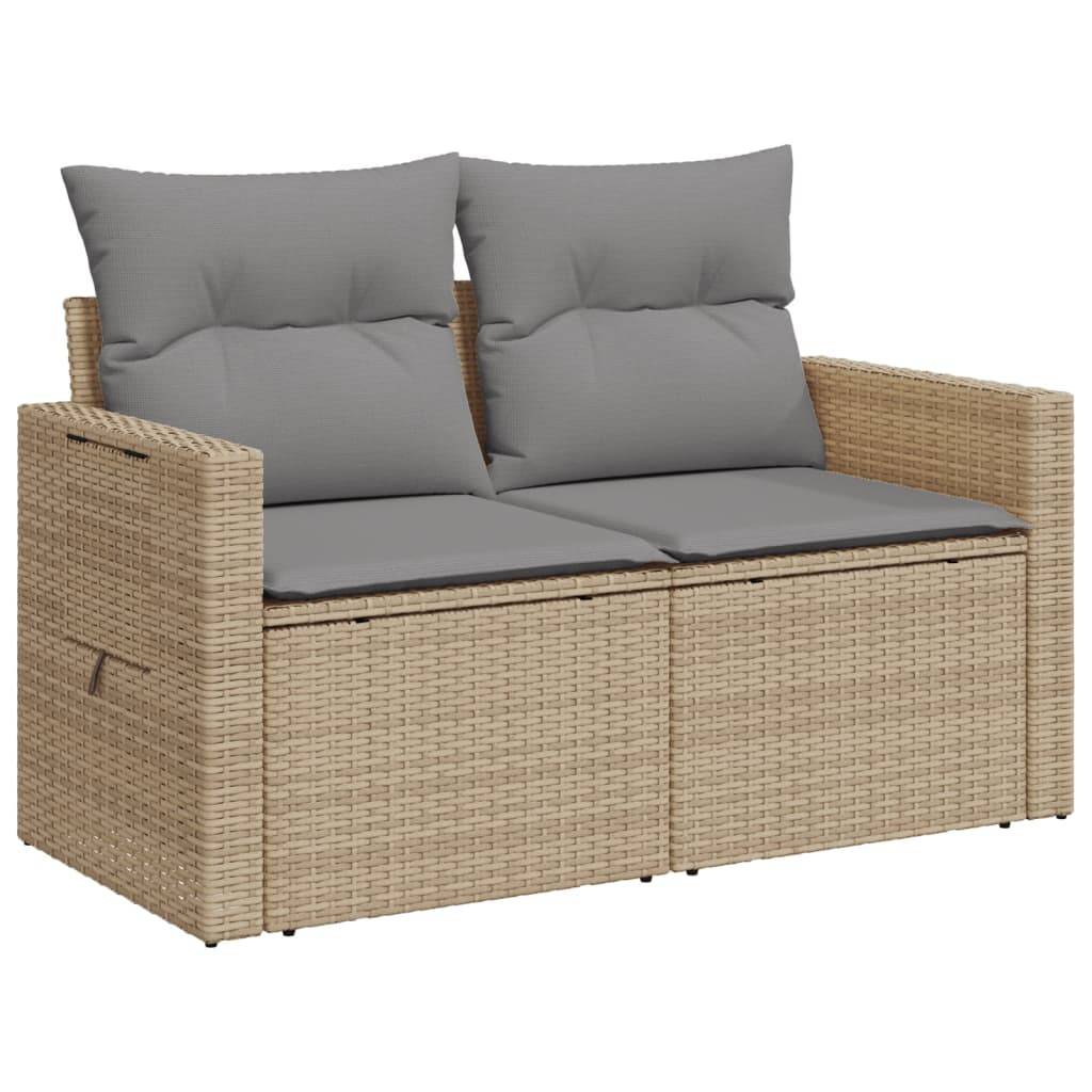 ComfortXL - Canapé Extérieur 2 Places Résine Beige Tablette Rabattable et Coussins Gris Clair – ComfortXL Outdoor Living - Image 4