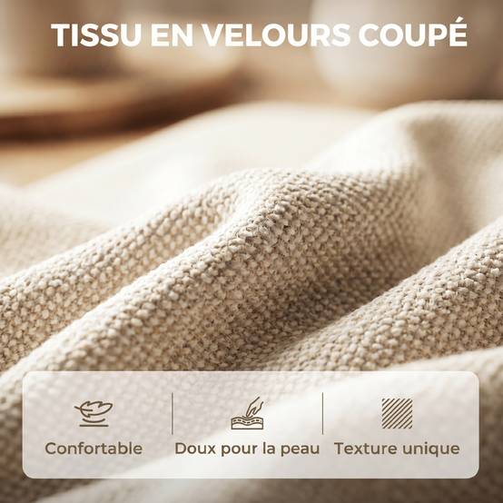 Canapé 2 places en velours, canapé de salon moderne 160 cm, assise large rembourrée, coussin épais à ressorts, beige - Image 9