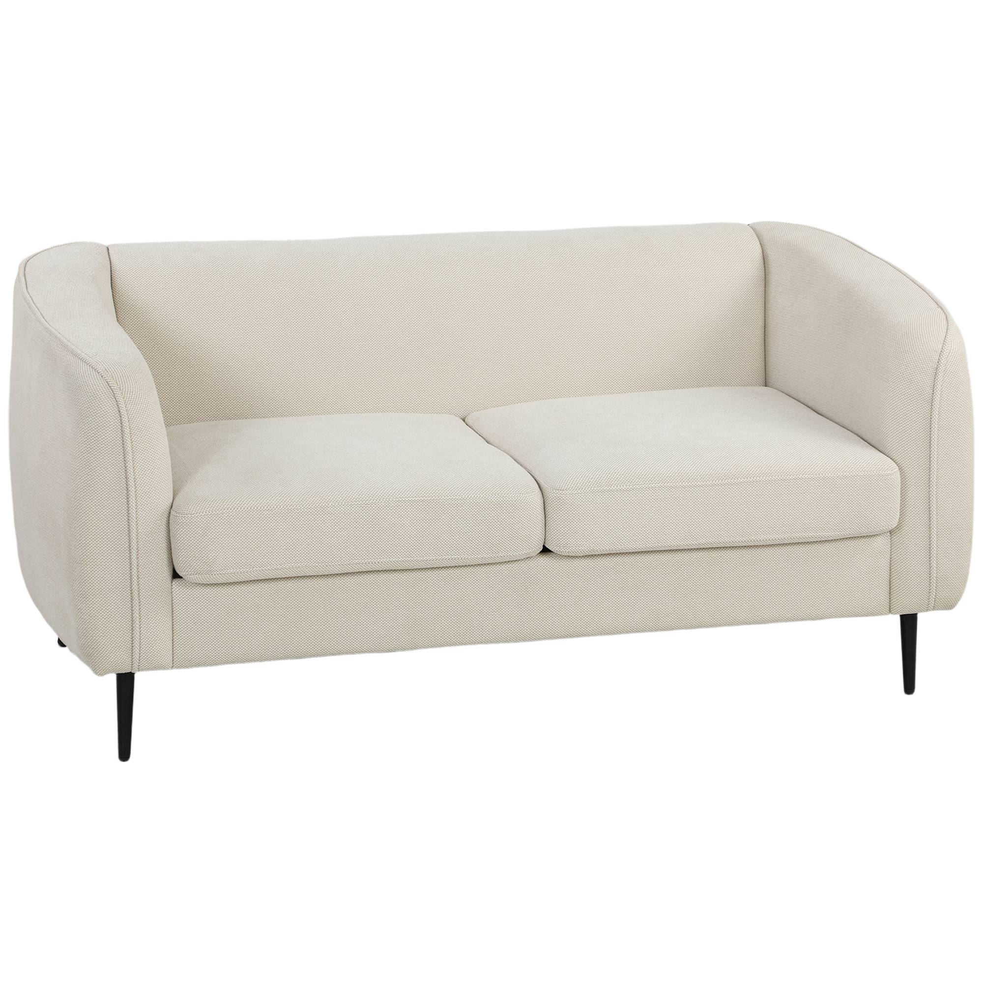 Canapé 2 places en velours, canapé de salon moderne 160 cm, assise large rembourrée, coussin épais à ressorts, beige - Image 1
