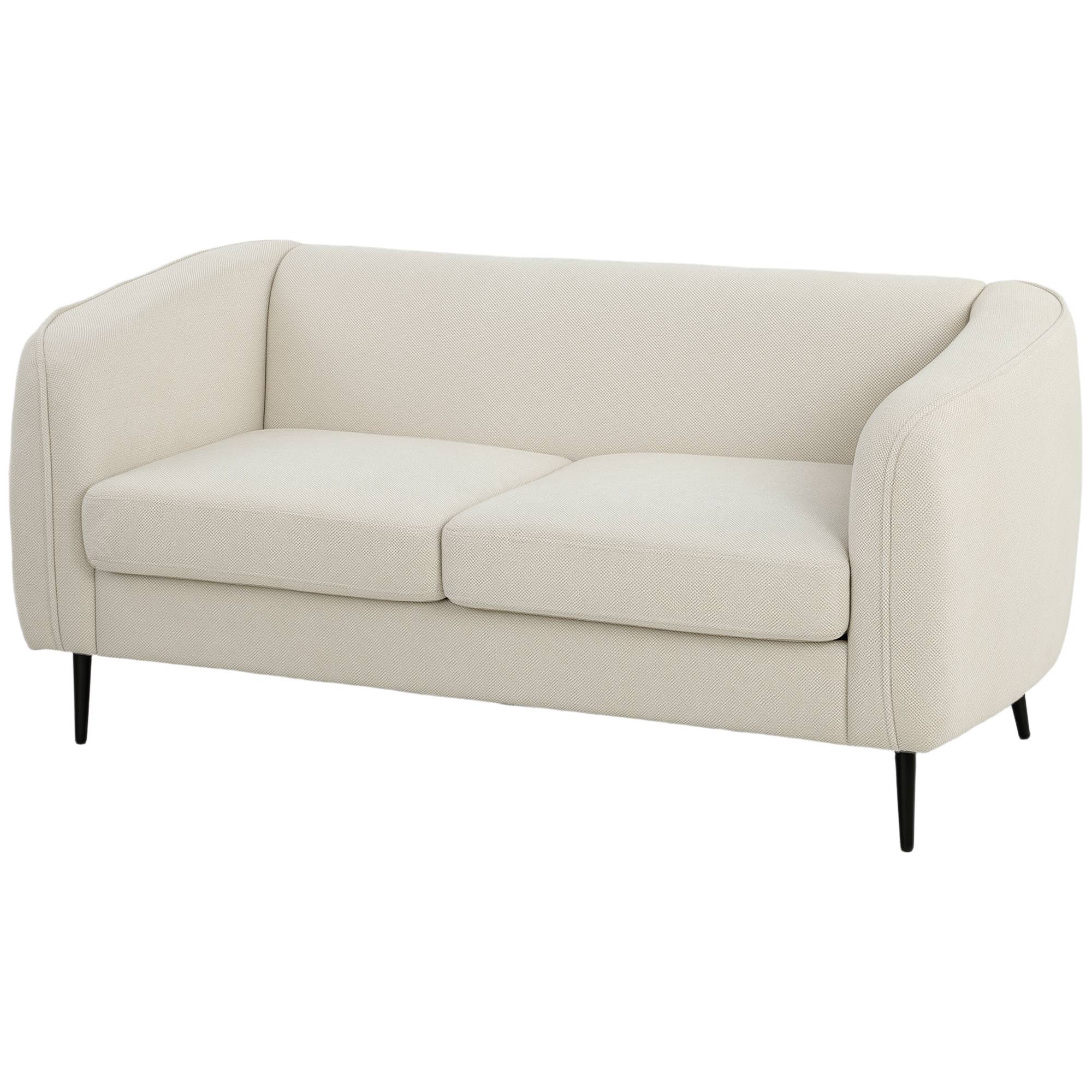 Canapé 2 places en velours, canapé de salon moderne 160 cm, assise large rembourrée, coussin épais à ressorts, beige - Image 2