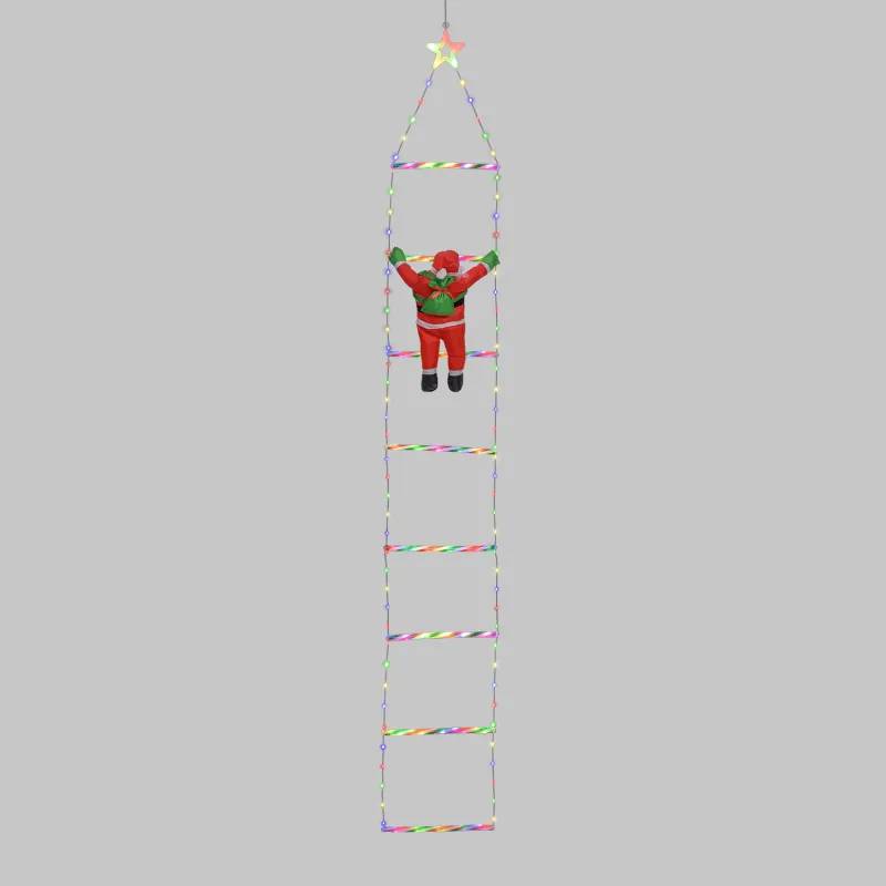 Lotti - Père Noël Lumineux H40 cm sur Échelle H200 cm LED Blanc Chaud & RGB 11 Jeux de Lumière Lotti - Image 6