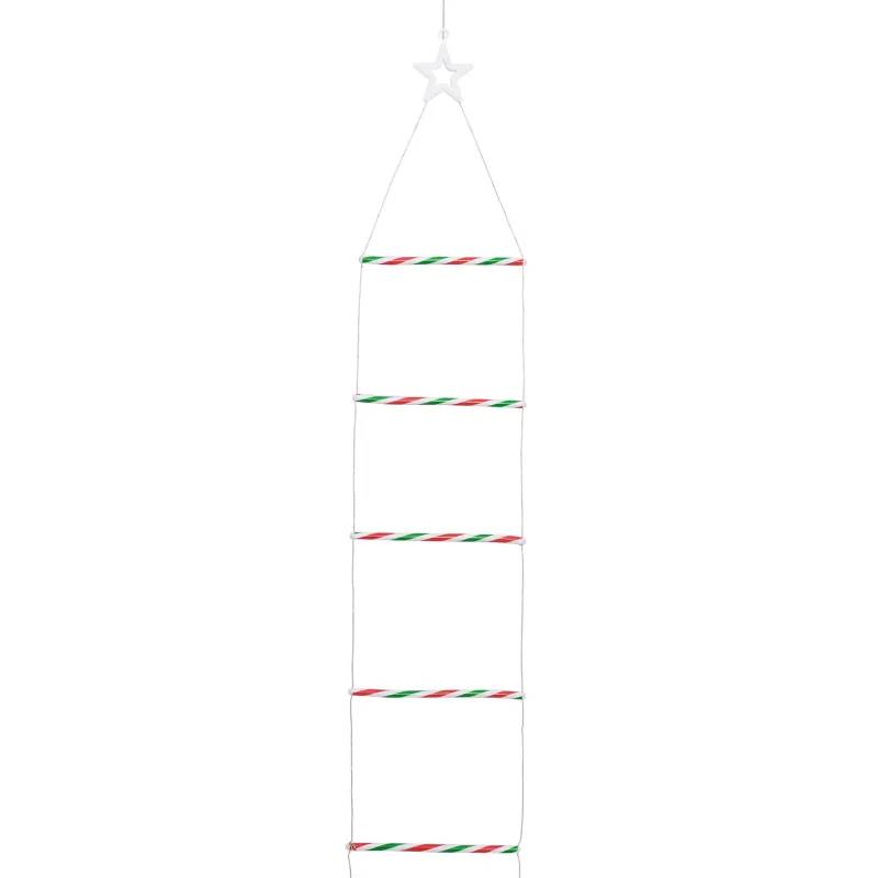 Lotti - Père Noël Lumineux H40 cm sur Échelle H200 cm LED Blanc Chaud & RGB 11 Jeux de Lumière Lotti - Image 3