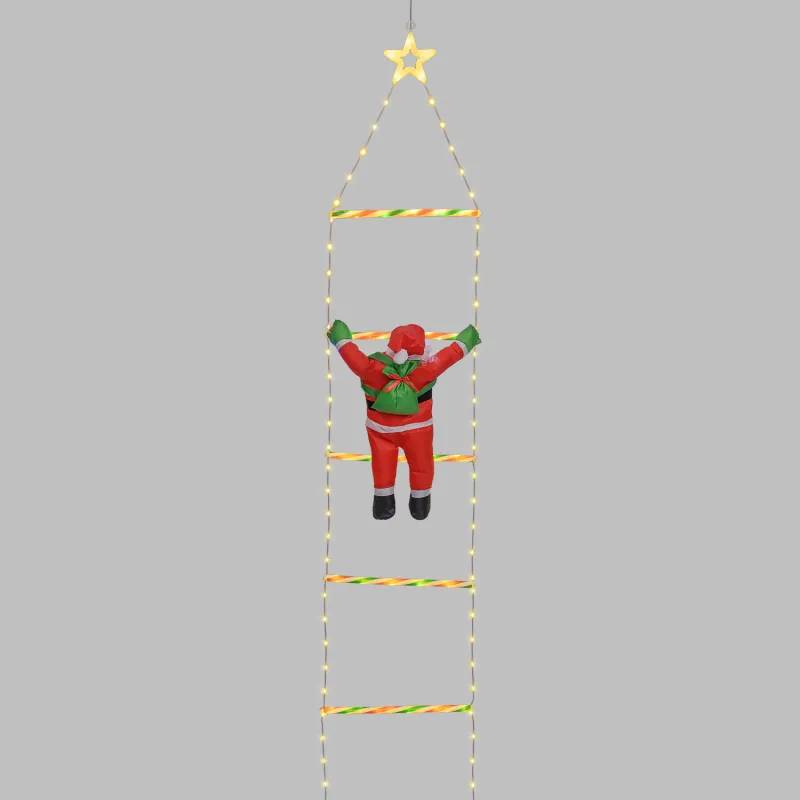 Lotti - Père Noël Lumineux H40 cm sur Échelle H200 cm LED Blanc Chaud & RGB 11 Jeux de Lumière Lotti - Image 1