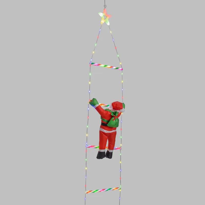 Lotti - Père Noël Lumineux H40 cm sur Échelle H200 cm LED Blanc Chaud & RGB 11 Jeux de Lumière Lotti - Image 8