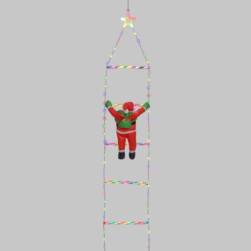 Lotti - Père Noël Lumineux H40 cm sur Échelle H200 cm LED Blanc Chaud & RGB 11 Jeux de Lumière Lotti - Image 7