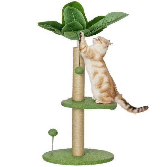 Arbre à chat jute et peluche vert 40 x 40 x 83 cm - PANGIVO - Image 1