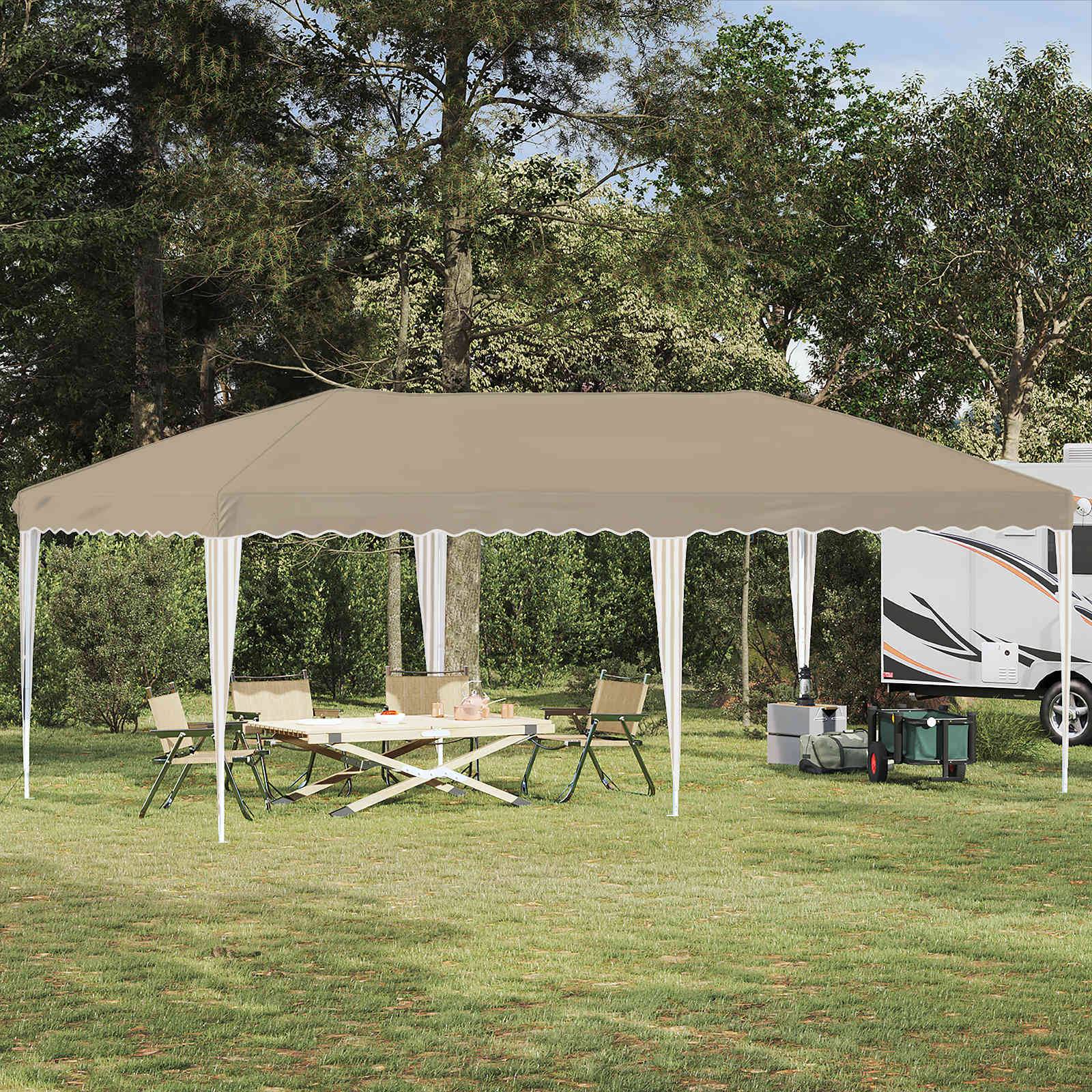 ComfortXL - Tente de réception acier pour terrasse hauteur réglable pliante 575x290cm crème - ComfortXL Outdoor Living - Image 1