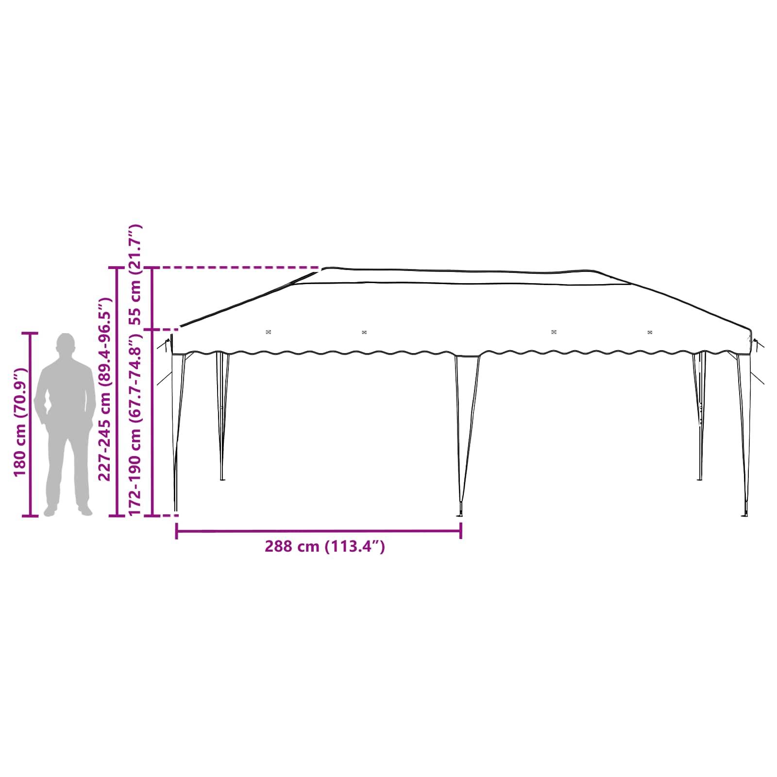 ComfortXL - Tente de réception acier pour terrasse hauteur réglable pliante 575x290cm crème - ComfortXL Outdoor Living - Image 10