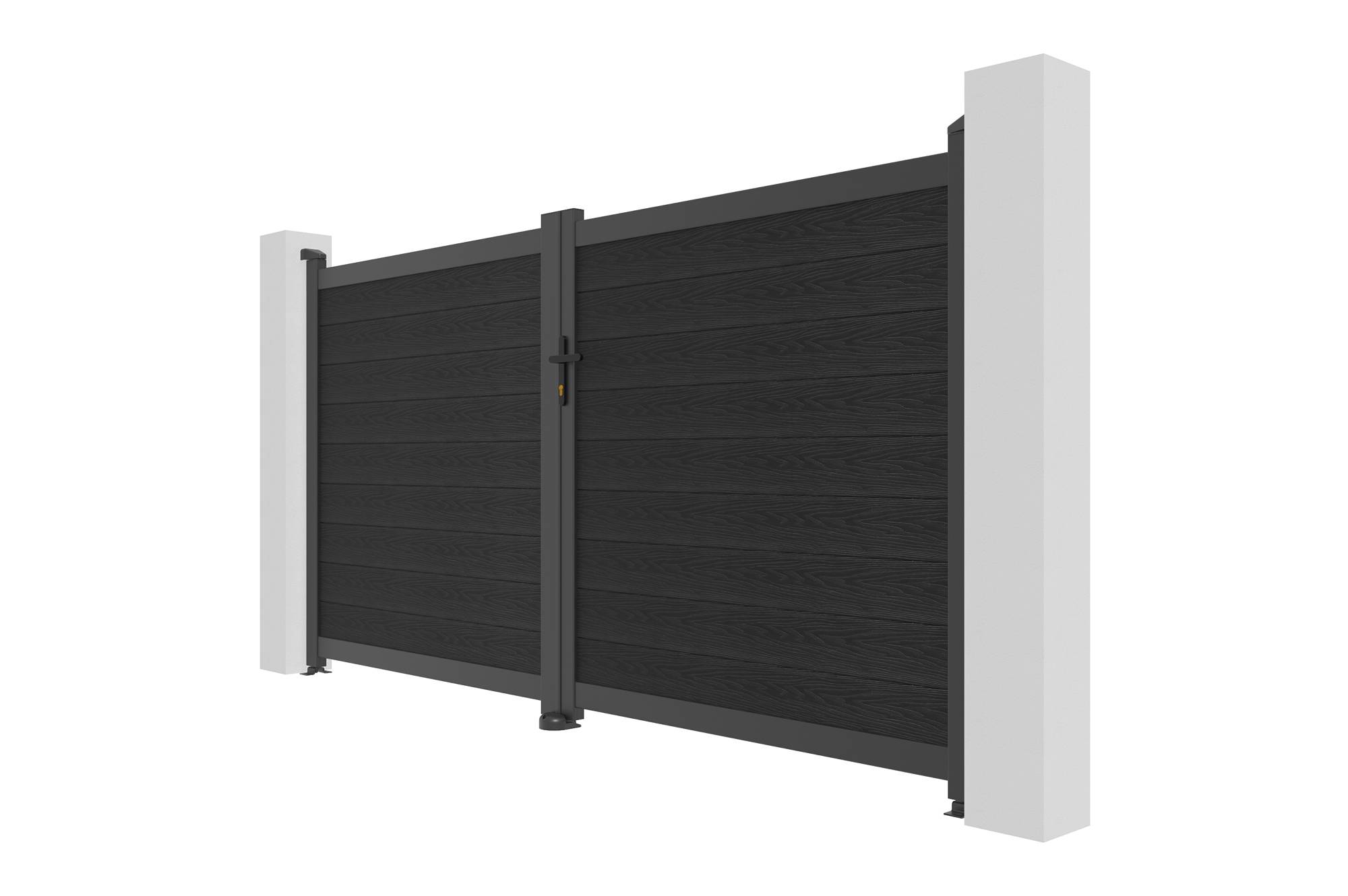 Casanoov Portail bois composite battant 3m ATHOS H.160cm gris anthracite avec cadre aluminium + motorisation HICKER B200 - Image 6