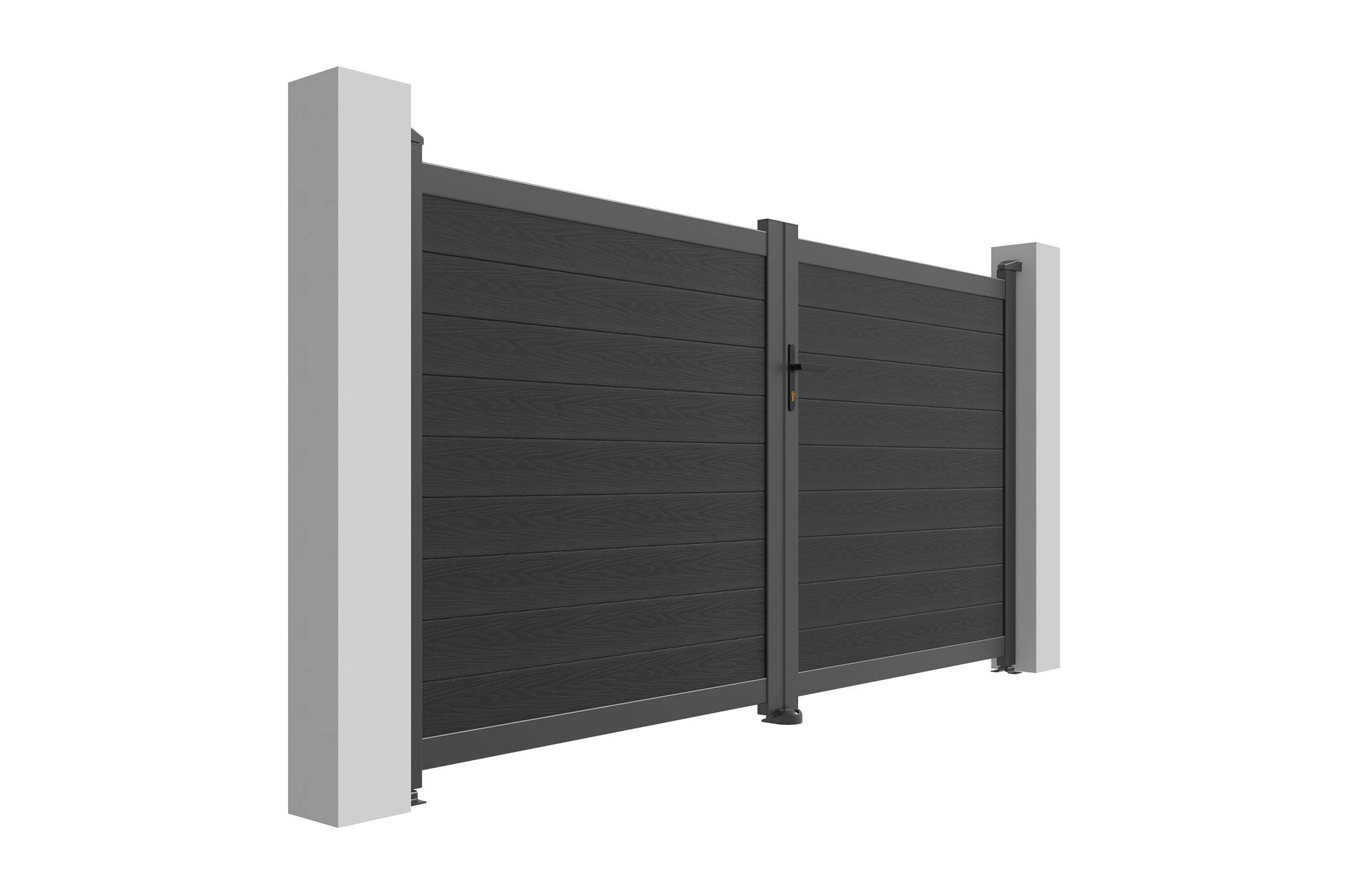 Casanoov Portail bois composite battant 3m ATHOS H.160cm gris anthracite avec cadre aluminium + motorisation HICKER B200 - Image 5