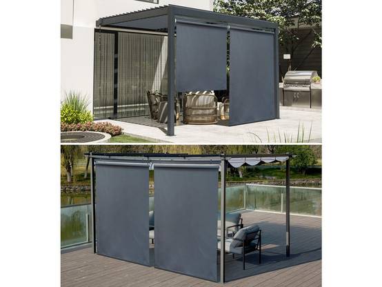 Lot De 2 Stores Rétractables Pergola - 124 X 225 Cm - Gris Anthracite -habitat Et Jardin - Image 2