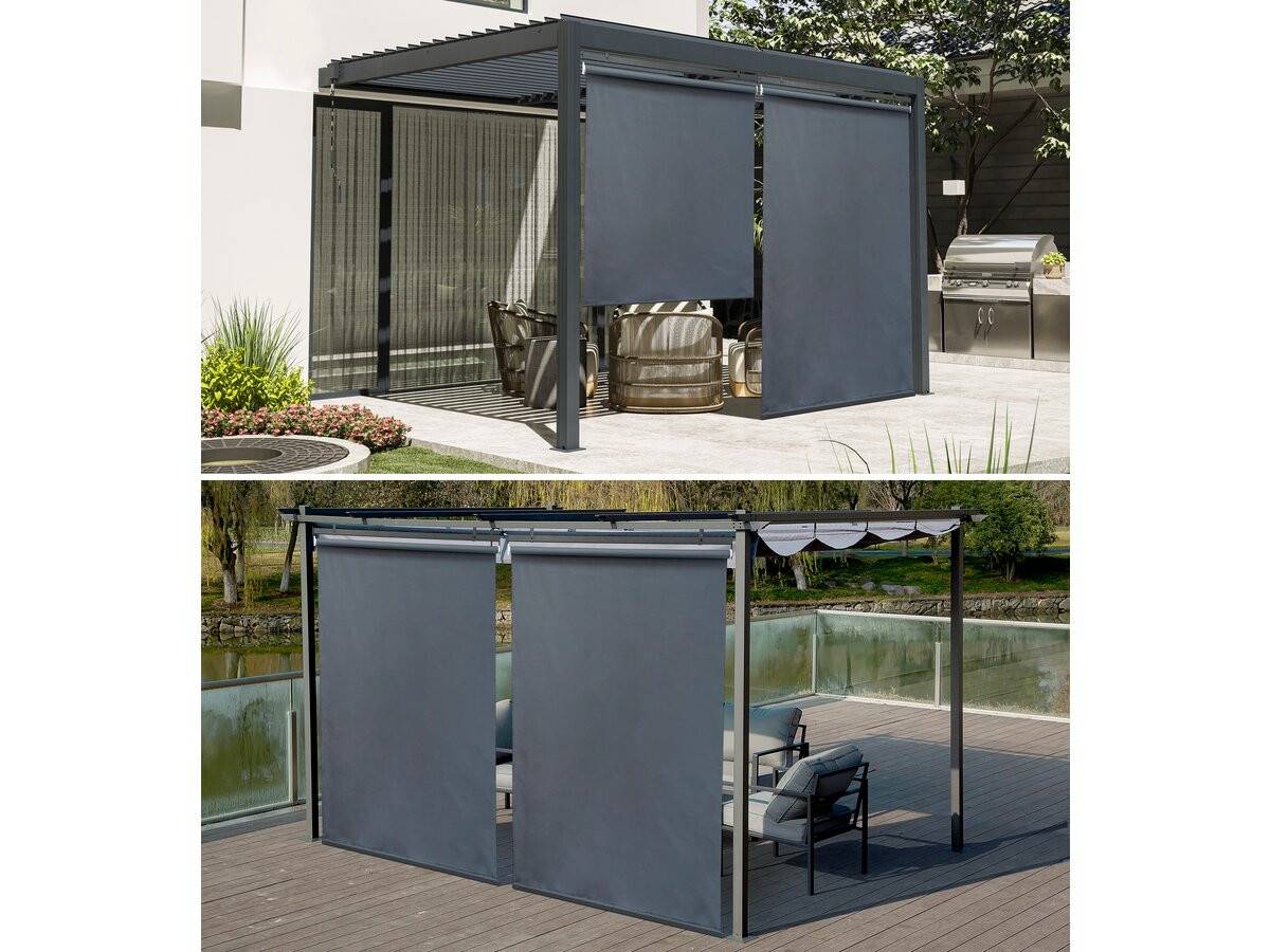 Lot De 2 Stores Rétractables Pergola - 124 X 225 Cm - Gris Anthracite -habitat Et Jardin - Image 2