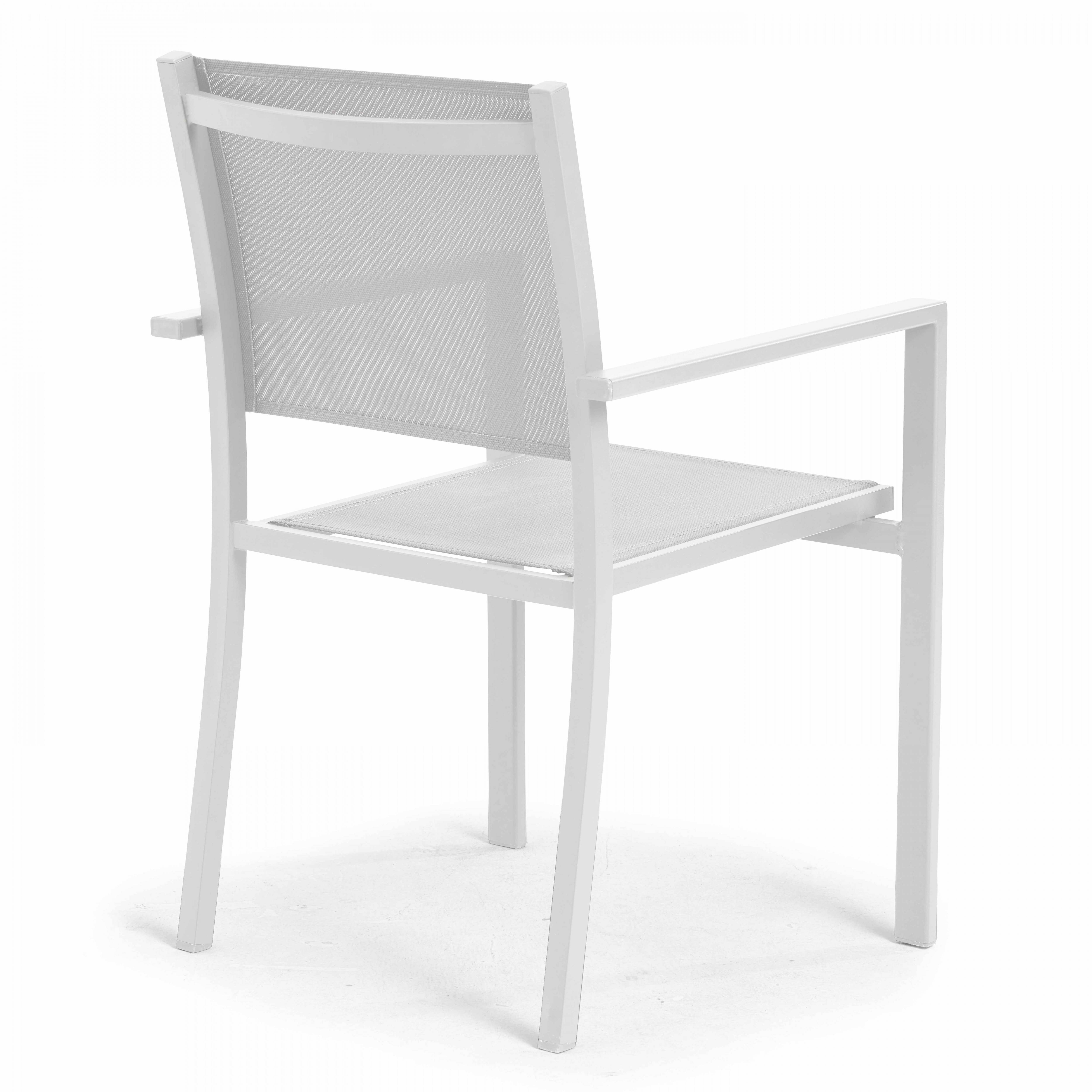 Oviala - Fauteuil de jardin aluminium et textilène blanc Nice - Oviala - Image 3