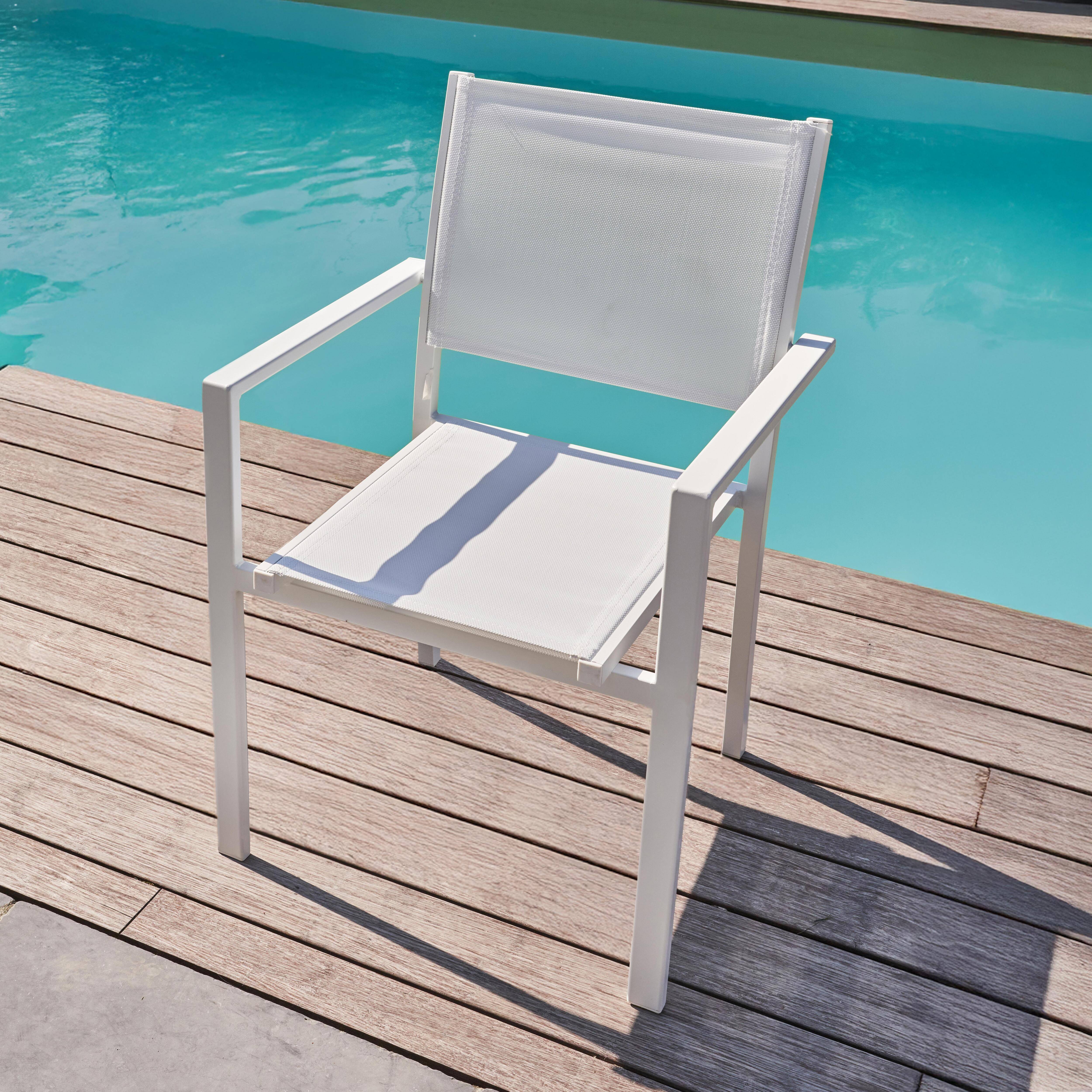 Oviala - Fauteuil de jardin aluminium et textilène blanc Nice - Oviala - Image 2