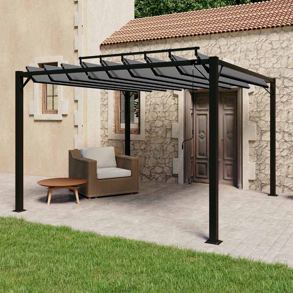 PANGIVO - Tonnelle aluminium et tissu anthracite 300 x 300 x 225 cm - PANGIVO - Image 1