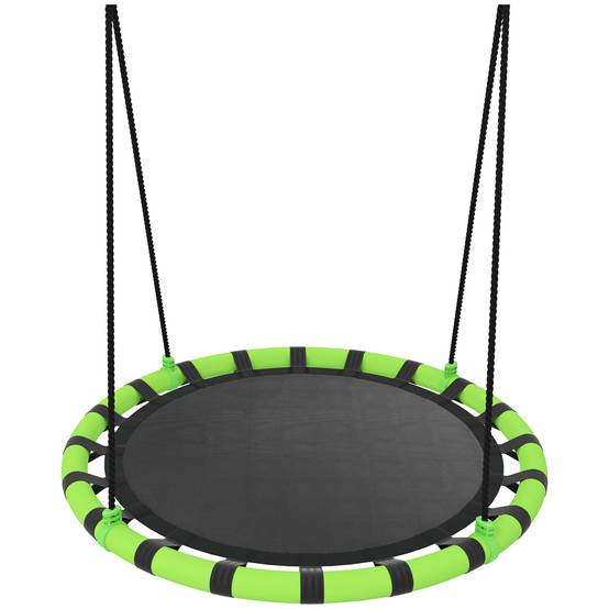 Balançoire nid, balançoire suspendue à cordes réglables en hauteur, siège rond Ø100 cm, noire, ludique pour intérieur et extérieur - Image 10