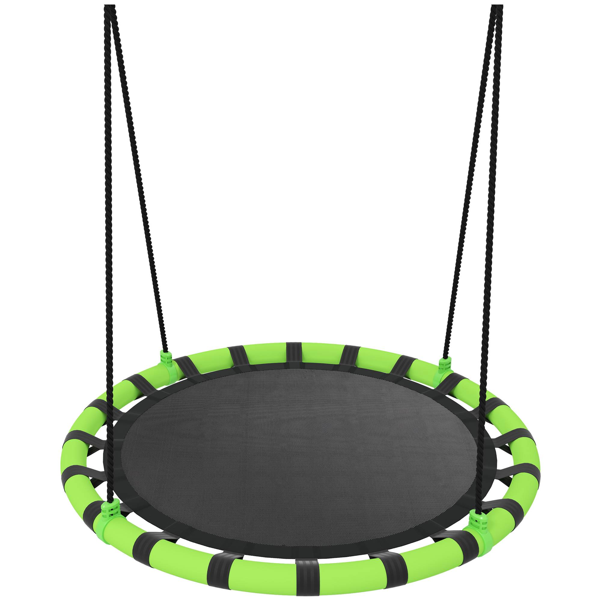 Balançoire nid, balançoire suspendue à cordes réglables en hauteur, siège rond Ø100 cm, noire, ludique pour intérieur et extérieur - Image 10