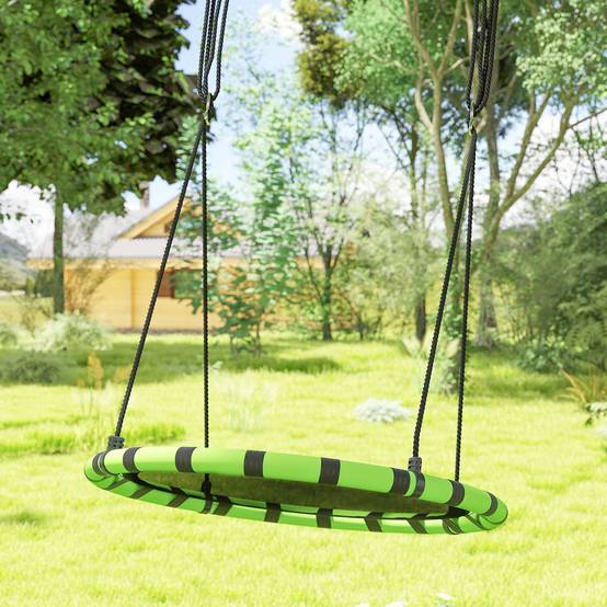 Balançoire nid, balançoire suspendue à cordes réglables en hauteur, siège rond Ø100 cm, noire, ludique pour intérieur et extérieur - Image 8