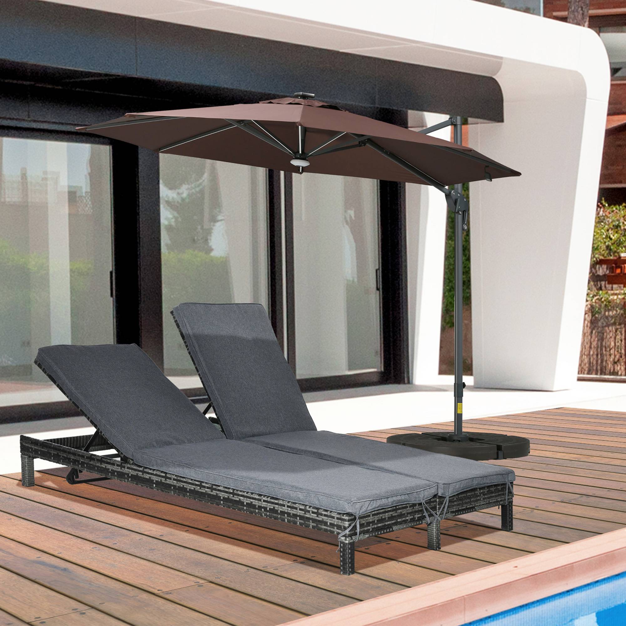 PANGIVO - Bain de soleil double résine tressée gris 196 x 120 x 28 cm - PANGIVO - Image 4