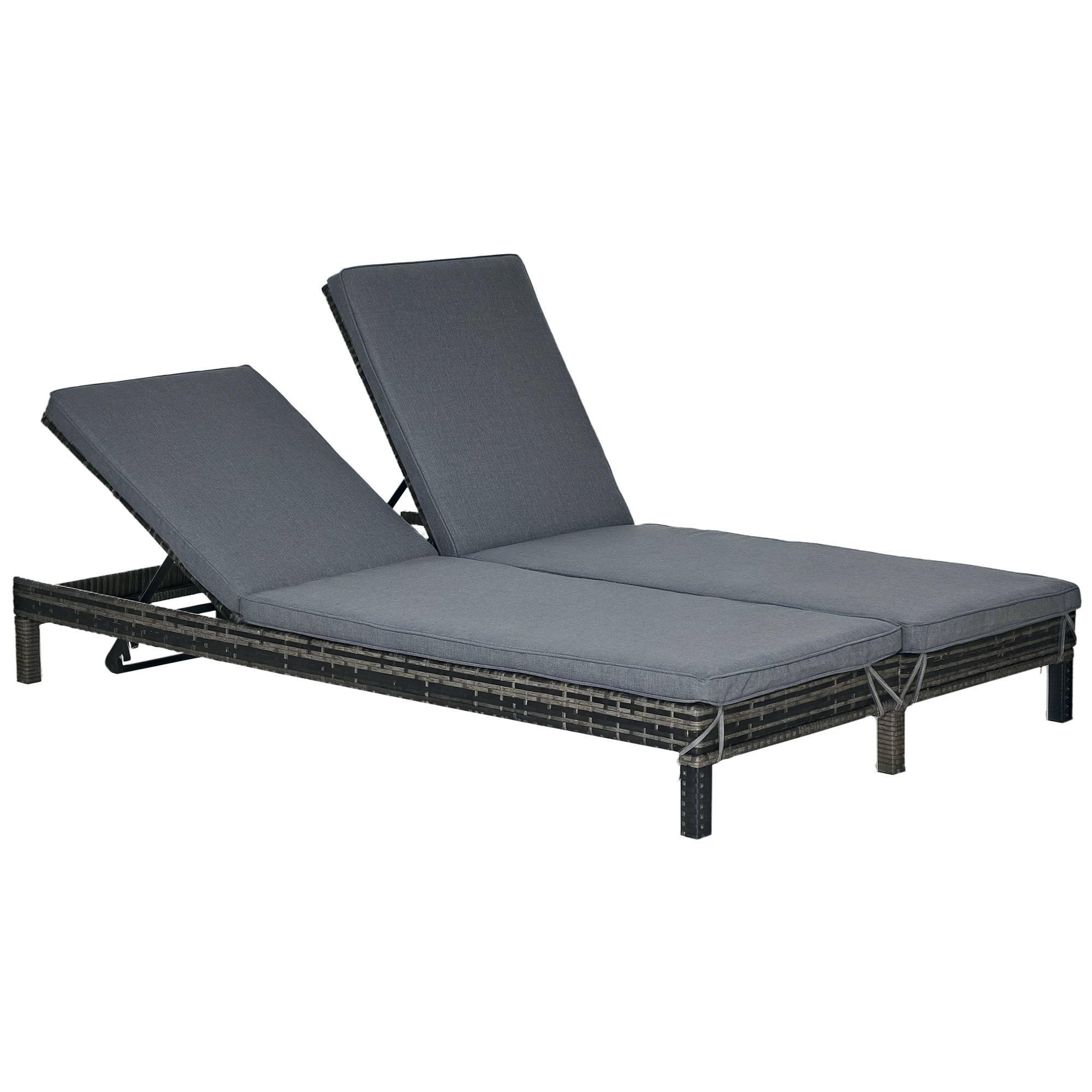 PANGIVO - Bain de soleil double résine tressée gris 196 x 120 x 28 cm - PANGIVO - Image 1