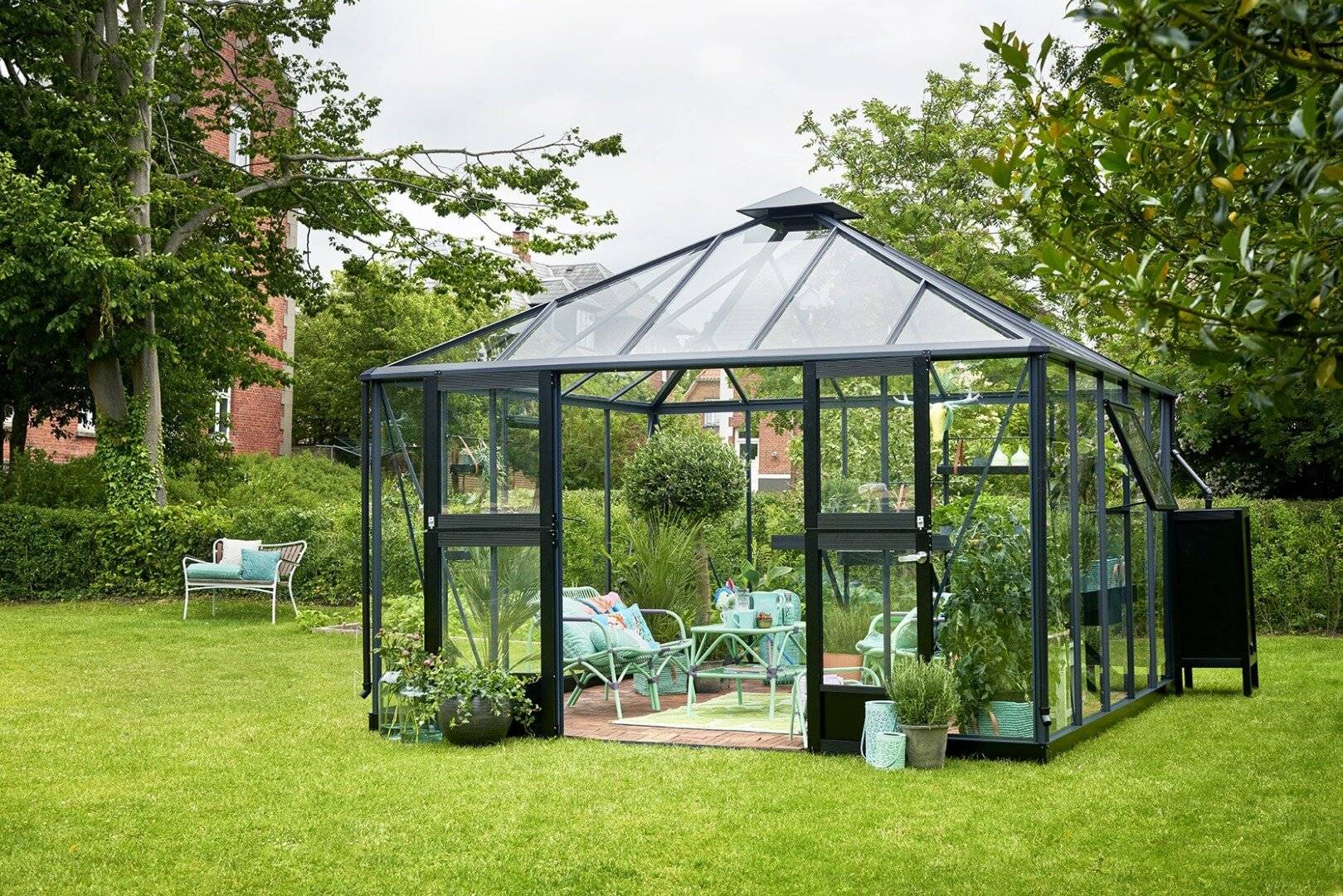 Juliana - Serre en verre trempé 13,5 m² Oase, anthracite - Juliana
