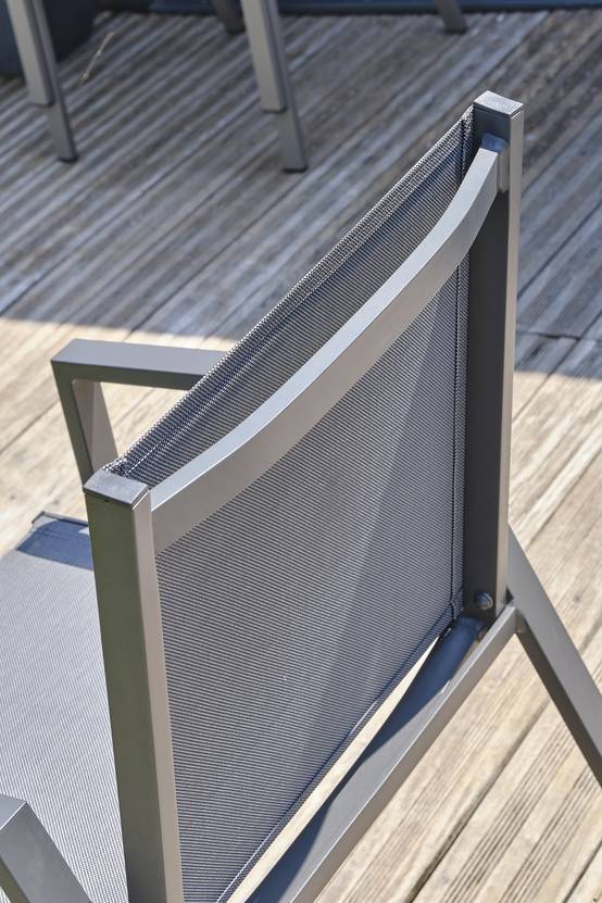 Dcb Garden - Lot de 2 fauteuils de jardin empilables en aluminium - Gris anthracite - FLORIDE - Image 5