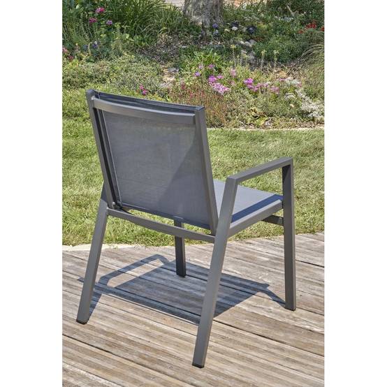 Dcb Garden - Lot de 2 fauteuils de jardin empilables en aluminium - Gris anthracite - FLORIDE - Image 7