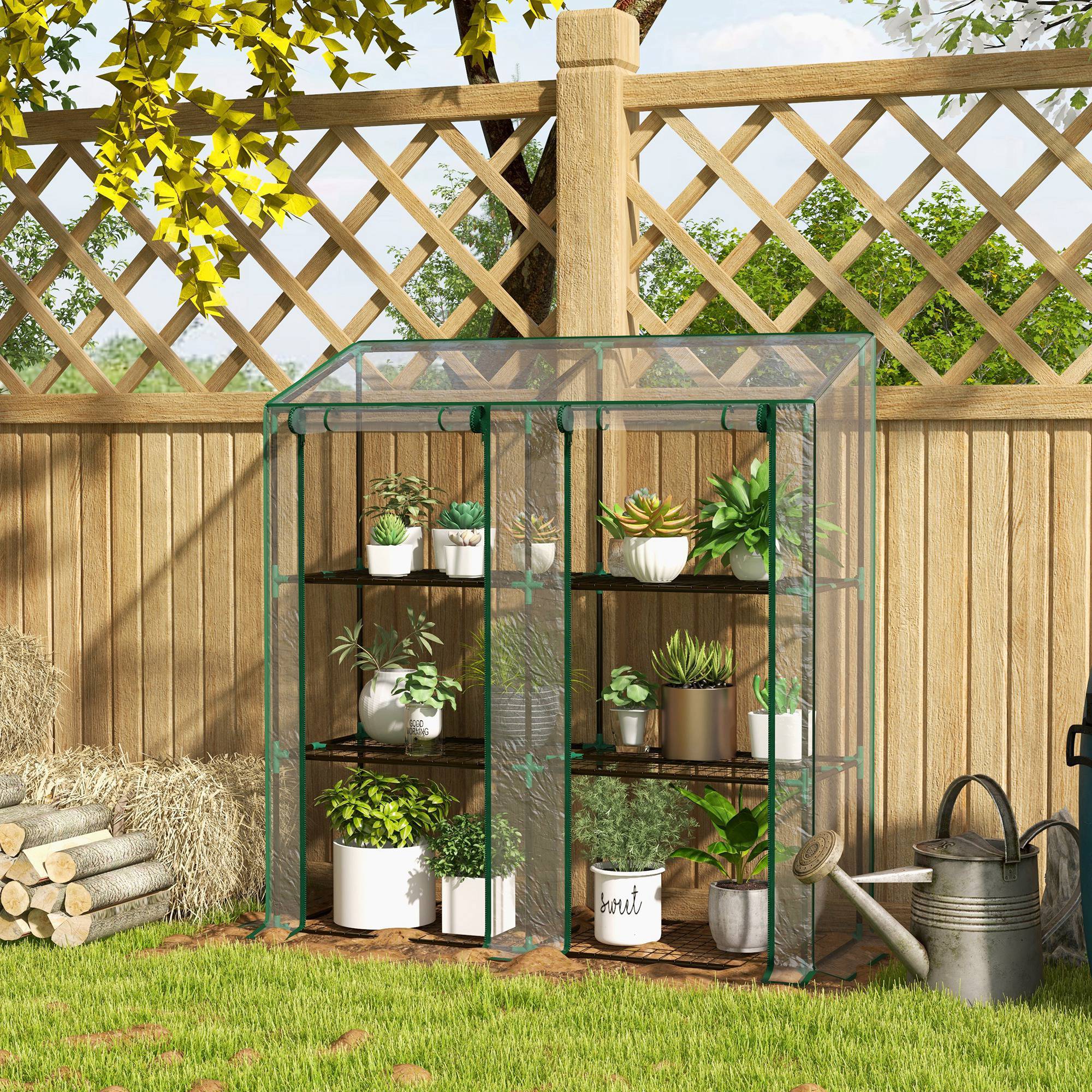 ComfortXL - Serre de balcon acier et PE transparent 143 x 46 x 151 cm 6 étagères 2 portes - ComfortXL Outdoor Living - Image 4