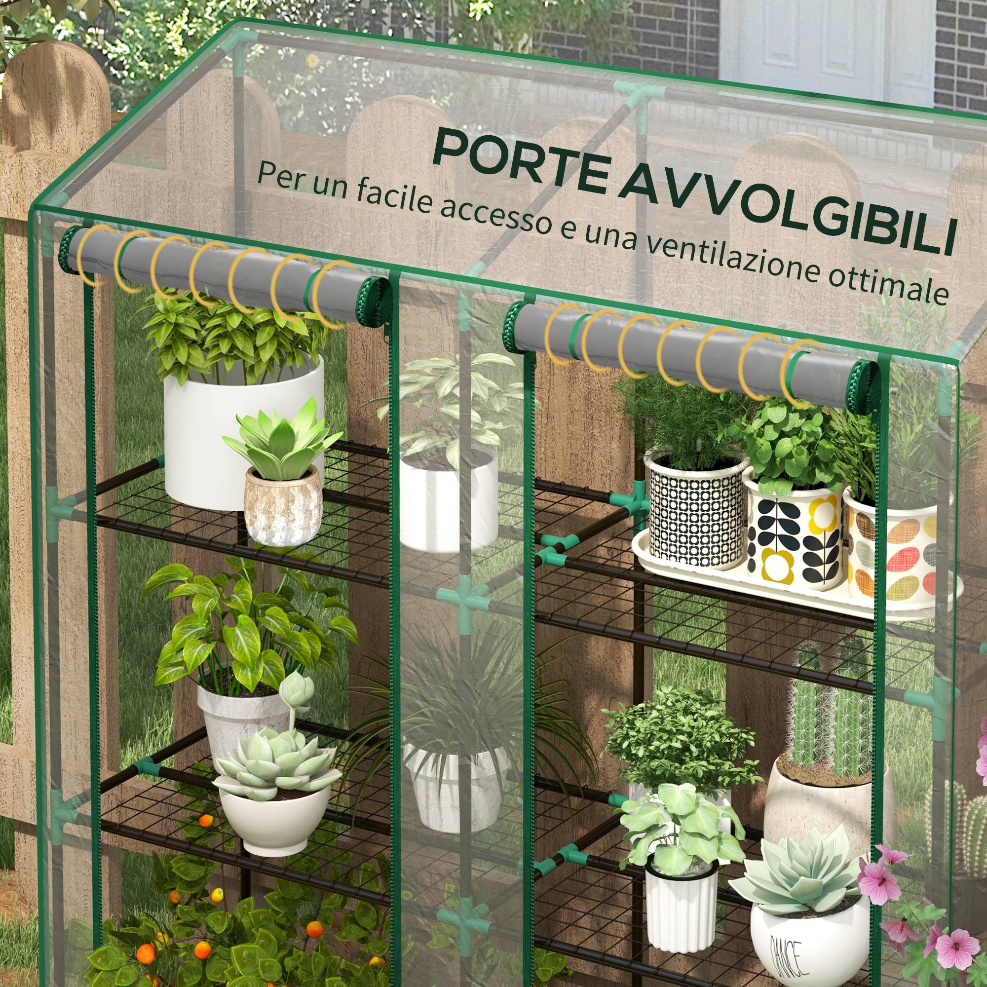 ComfortXL - Serre de balcon acier et PE transparent 143 x 46 x 151 cm 6 étagères 2 portes - ComfortXL Outdoor Living - Image 8