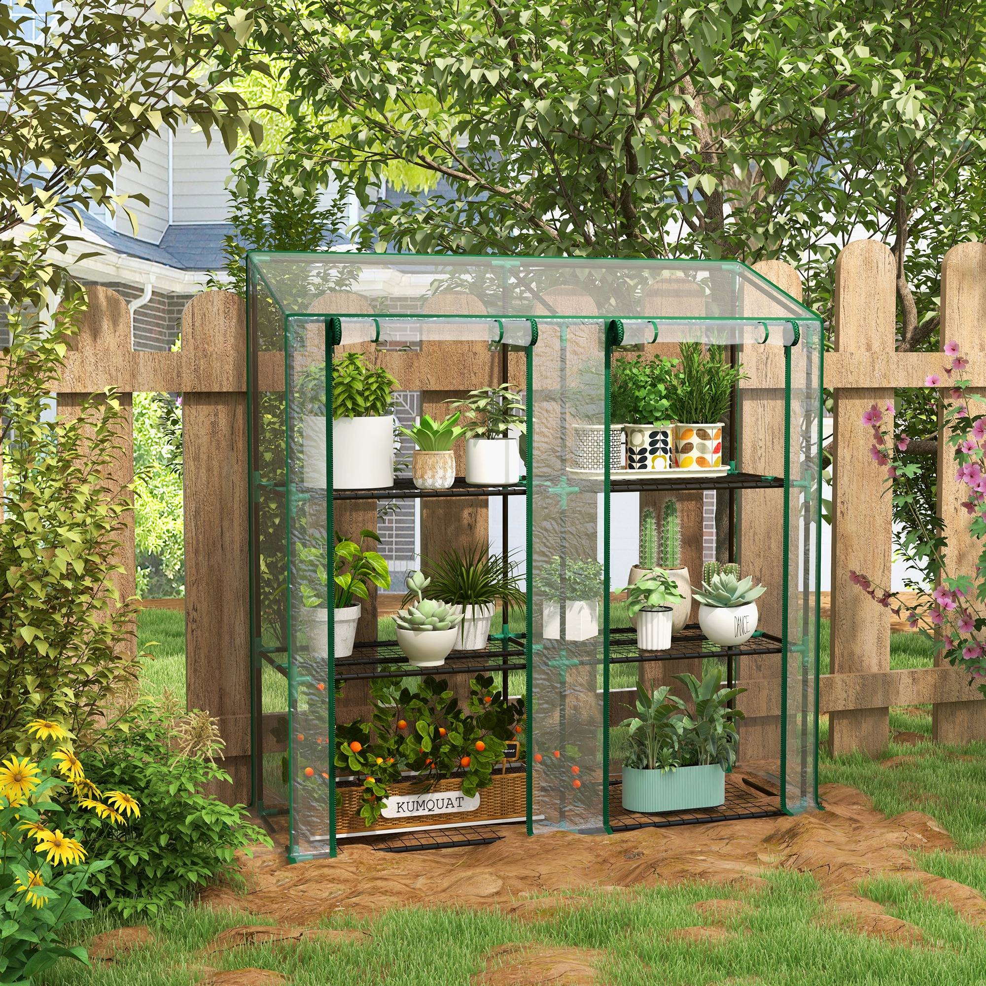ComfortXL - Serre de balcon acier et PE transparent 143 x 46 x 151 cm 6 étagères 2 portes - ComfortXL Outdoor Living - Image 3