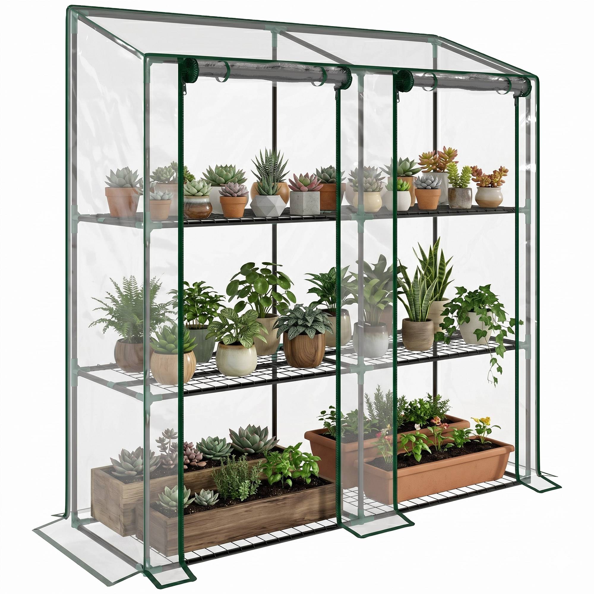 ComfortXL - Serre de balcon acier et PE transparent 143 x 46 x 151 cm 6 étagères 2 portes - ComfortXL Outdoor Living - Image 1