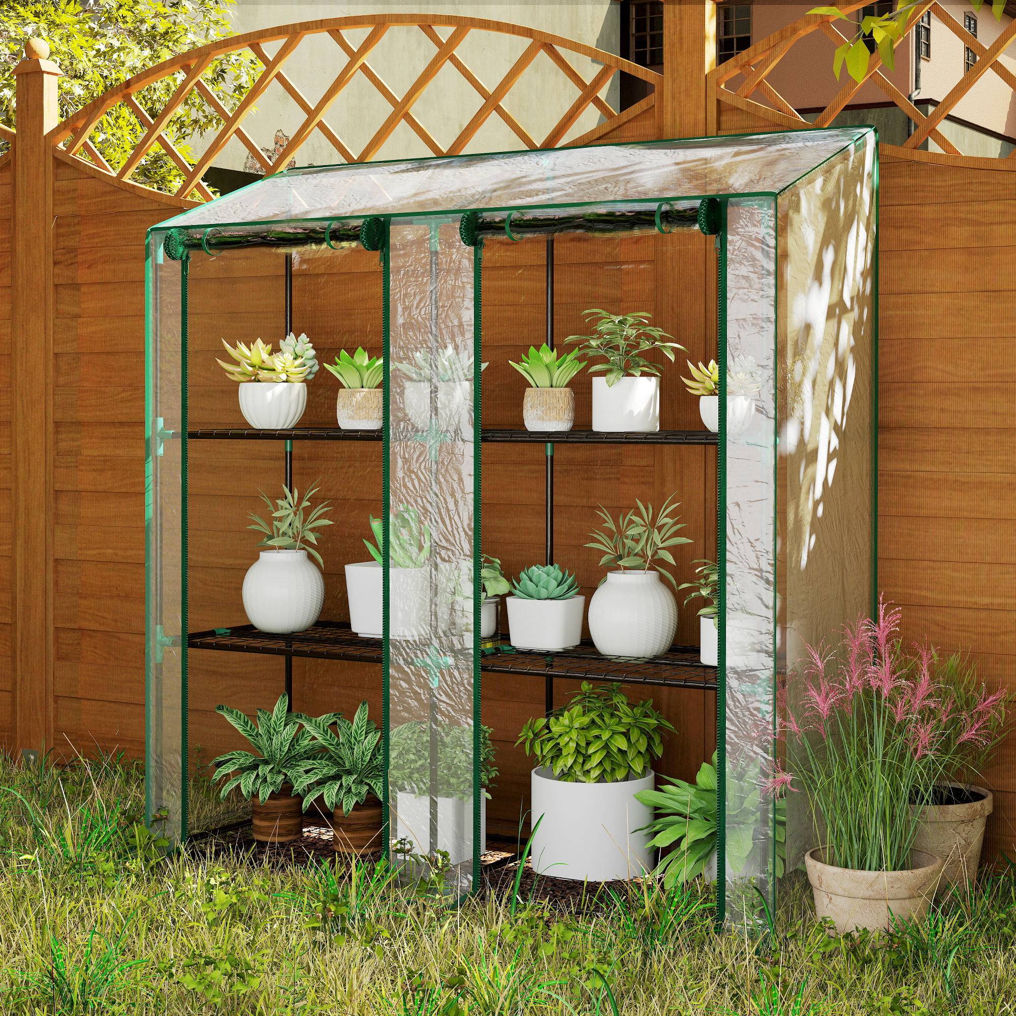 ComfortXL - Serre de balcon acier et PE transparent 143 x 46 x 151 cm 6 étagères 2 portes - ComfortXL Outdoor Living - Image 10