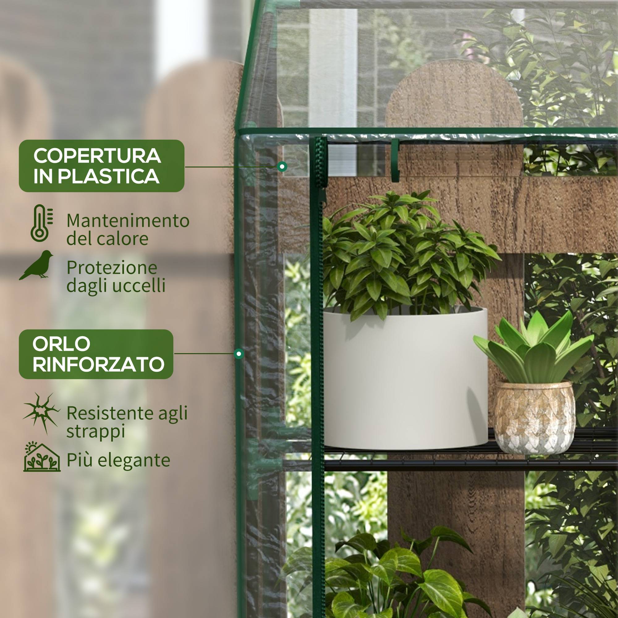 ComfortXL - Serre de balcon acier et PE transparent 143 x 46 x 151 cm 6 étagères 2 portes - ComfortXL Outdoor Living - Image 6
