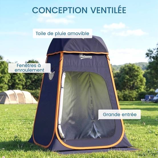 Tente de douche polyester bleu foncé 152 x 152 x 200 cm - PANGIVO - Image 9