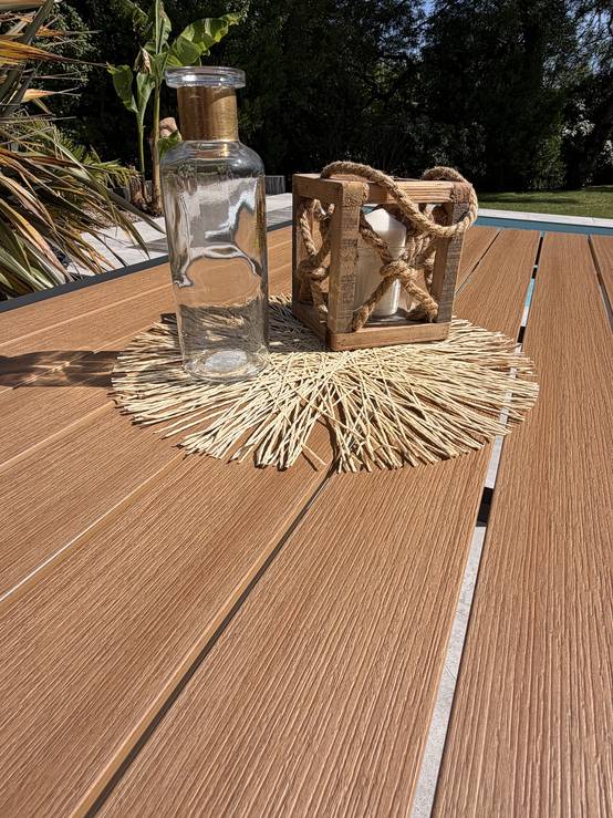 Dcb Garden - Table de jardin en alu plateau polywood aspect bois - Gris anthracite - TONGA - Image 6
