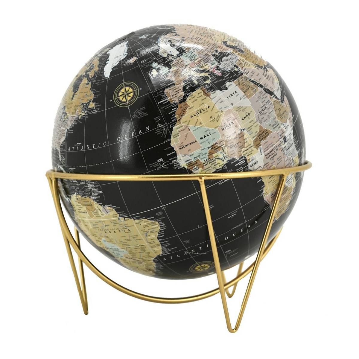 Aubry Gaspard - Globe en résine noire et métal doré - Image 1
