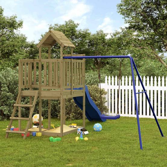 Aire de jeux d'extérieur - Jeu Plein air enfant bois de pin imprégné rj18 - Image 2