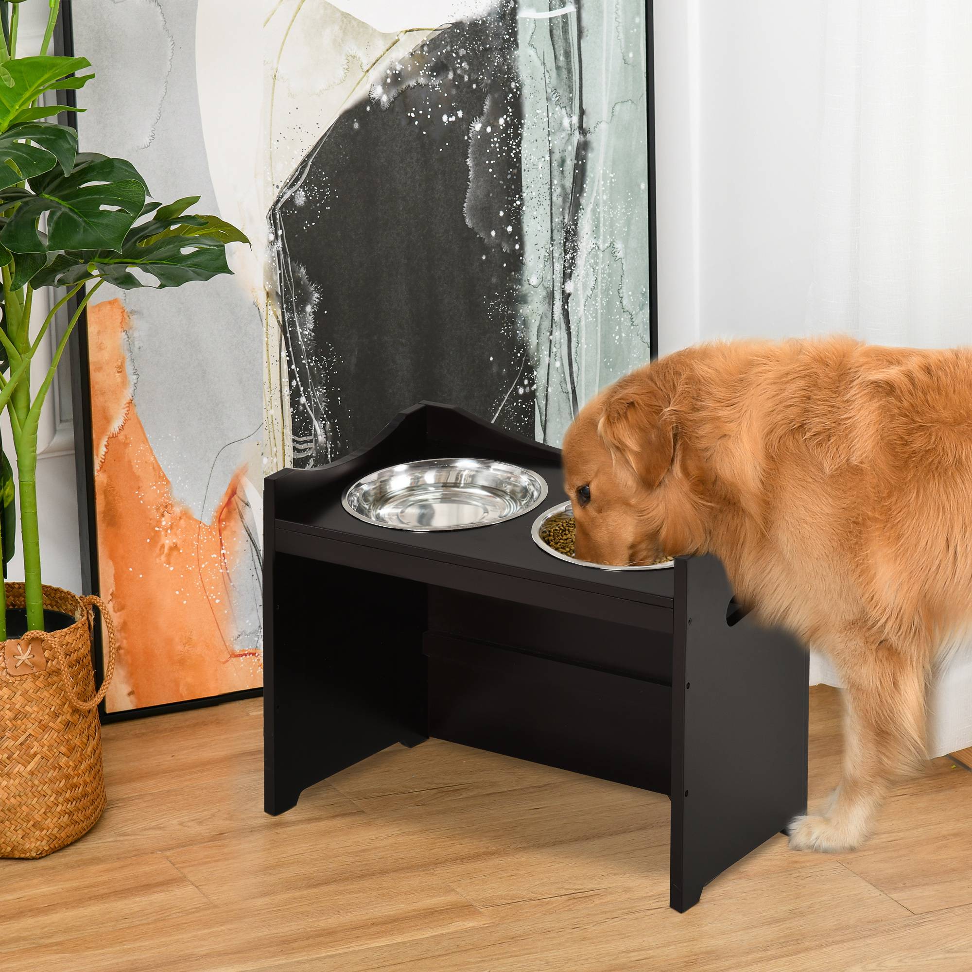 Sans Marque - Gamelle surélevée chien hauteur réglable, 2 gamelles 2L inox, anti-glouton, toutes tailles, café - Image 3