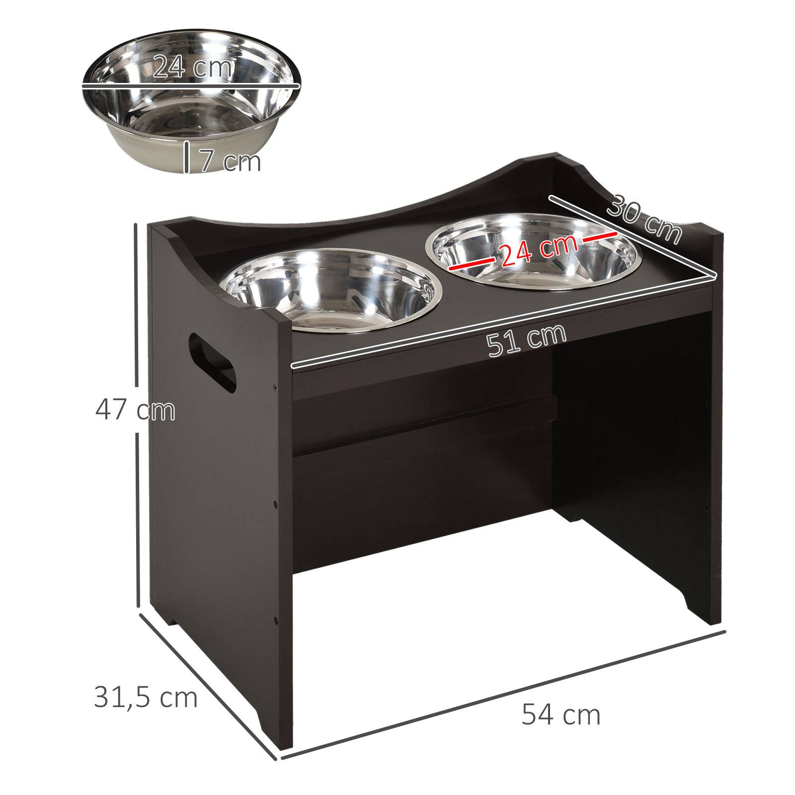 Sans Marque - Gamelle surélevée chien hauteur réglable, 2 gamelles 2L inox, anti-glouton, toutes tailles, café - Image 5