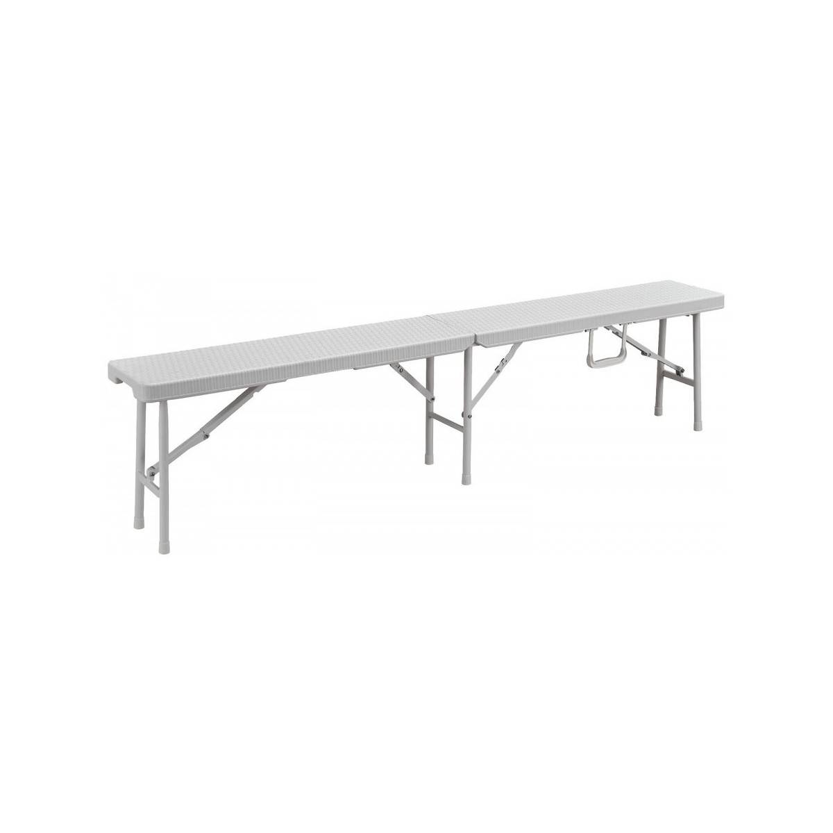 Banc de jardin blanc 180x25xH43 pliable Haute résistance Camping Réceptions festivals évènements KZ GARDEN