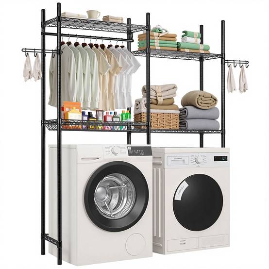 VEVOR Étagère rangement lave-linge/sèche-linge 4 niveaux, étendoir, 2 rangées. - Image 1