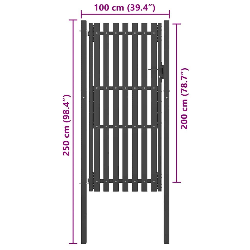 ComfortXL - Grand Portillon Haut et Robuste Acier Poudré avec Serrure pour Clôture de Jardin Anthracite 1x2,5 m – ComfortXL Outdoor Living - Image 4