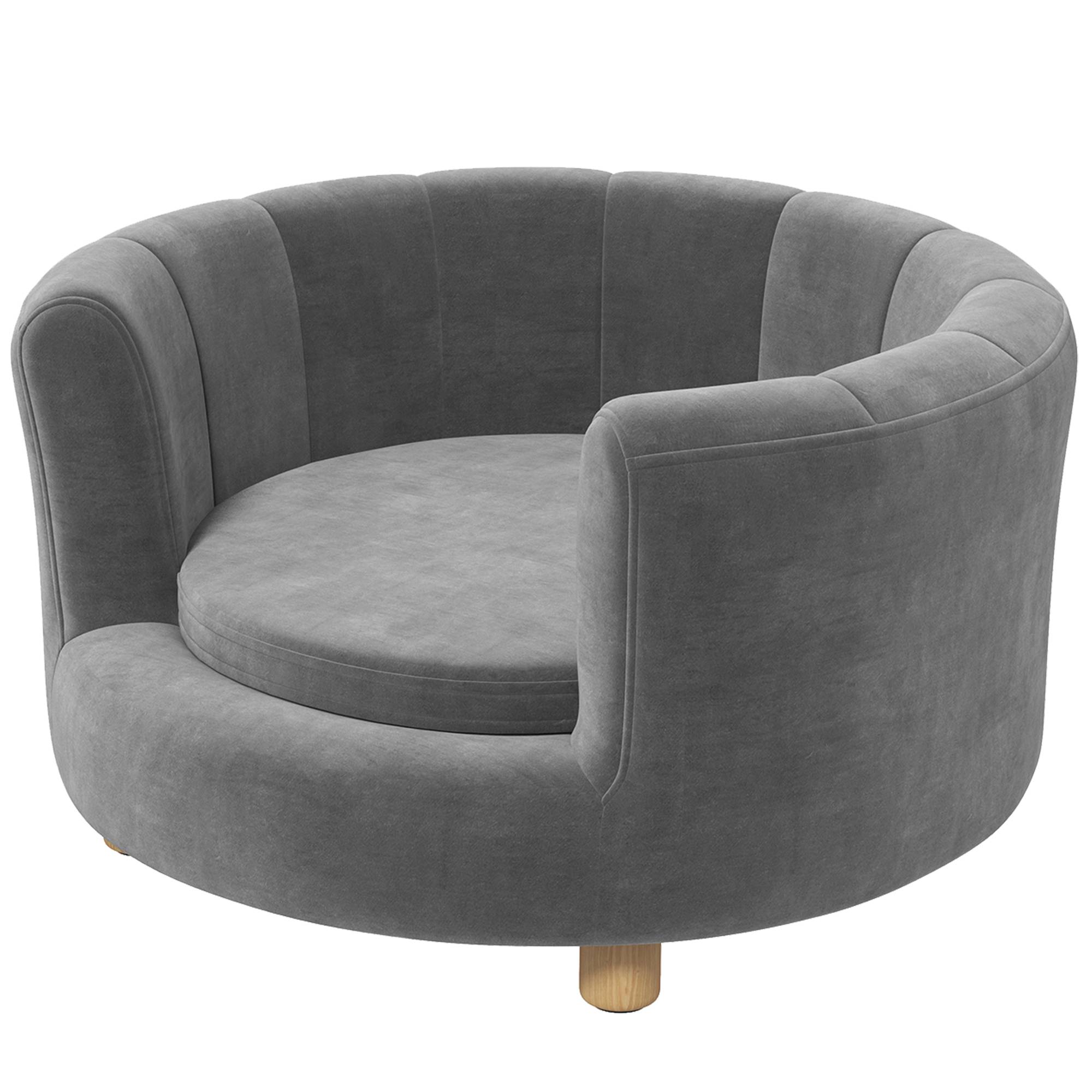 ComfortXL - Canapé pour chien et chat polyester 65 x 64 x 37 cm gris sur pieds bois coussin amovible dossier enveloppant - Image 2