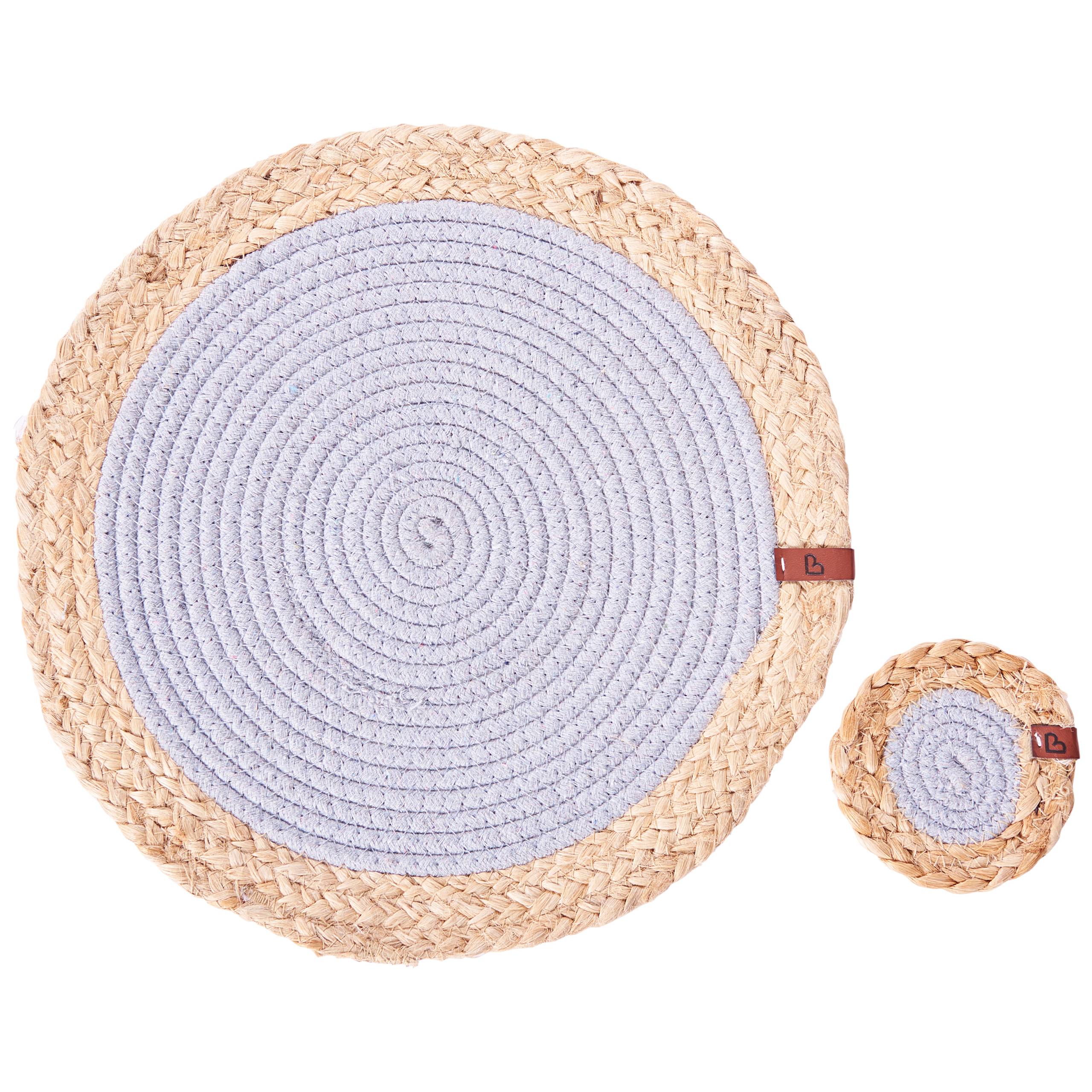 Beliani - Sets de table et sous-verres Jute Gris ROSELLA - 10x10x0.8- Beliani - Image 2