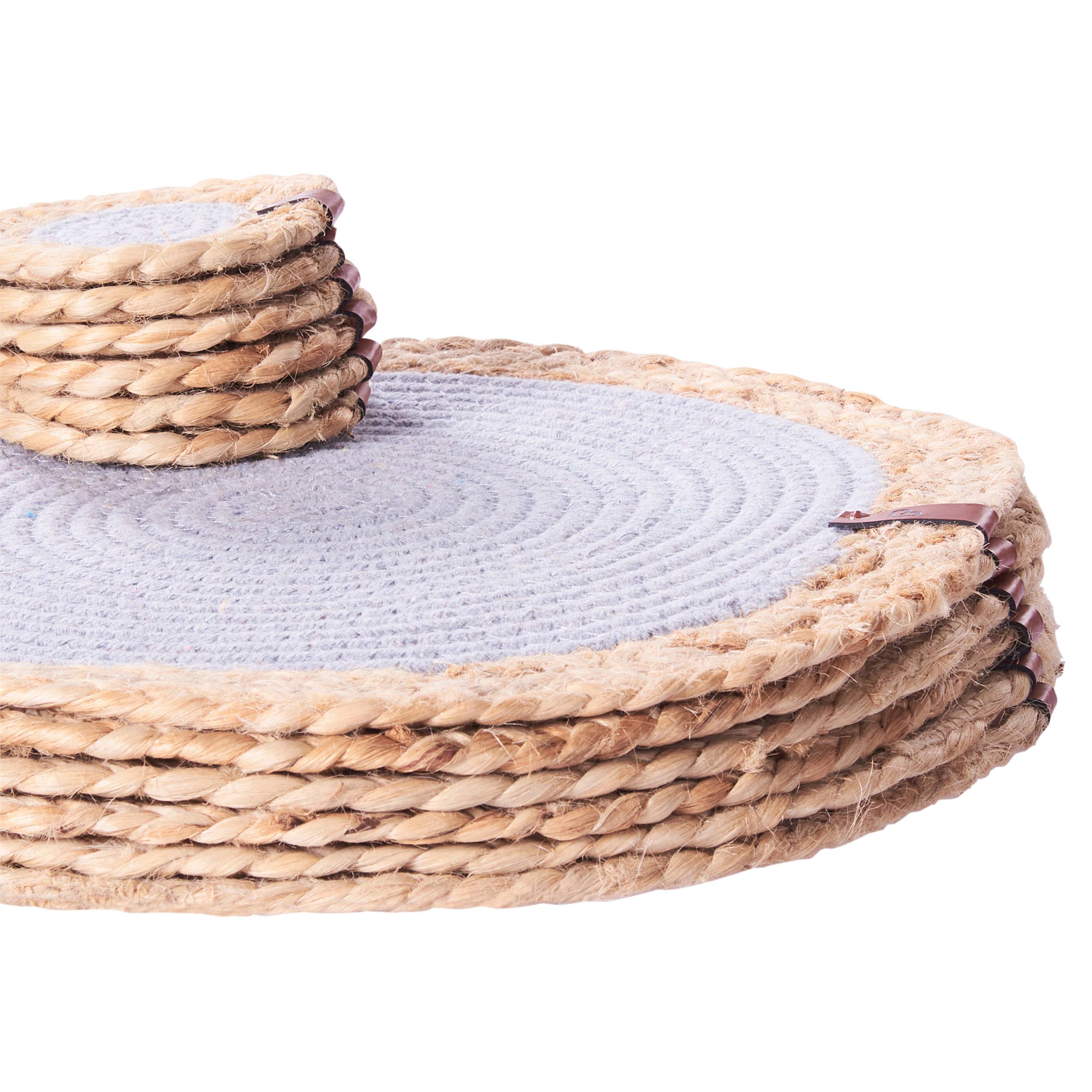 Beliani - Sets de table et sous-verres Jute Gris ROSELLA - 10x10x0.8- Beliani - Image 6