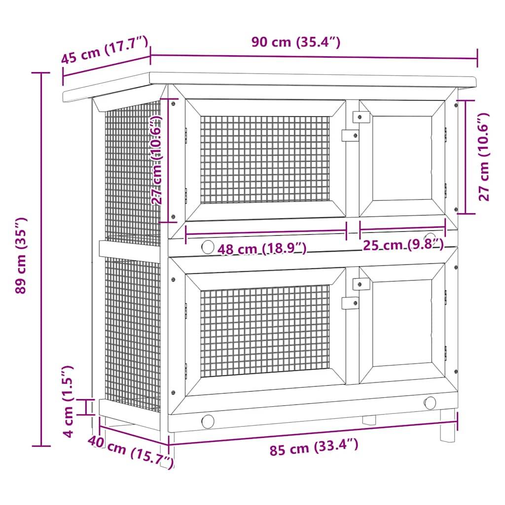 Vidaxl - Clapier d'extérieur Enclos pour petits animaux 4 portes Bois vidaXL 170159 - Image 3