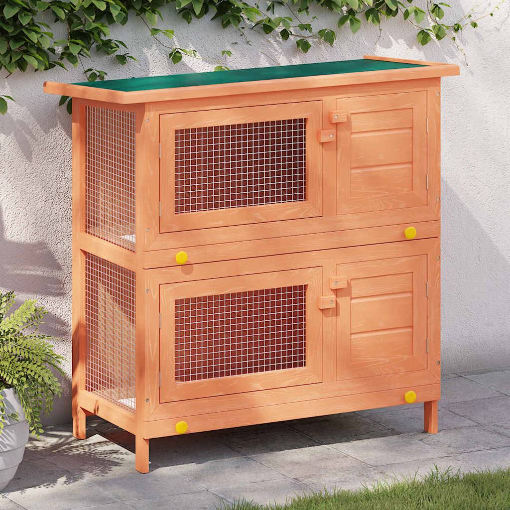 Vidaxl - Clapier d'extérieur Enclos pour petits animaux 4 portes Bois vidaXL 170159 - Image 1