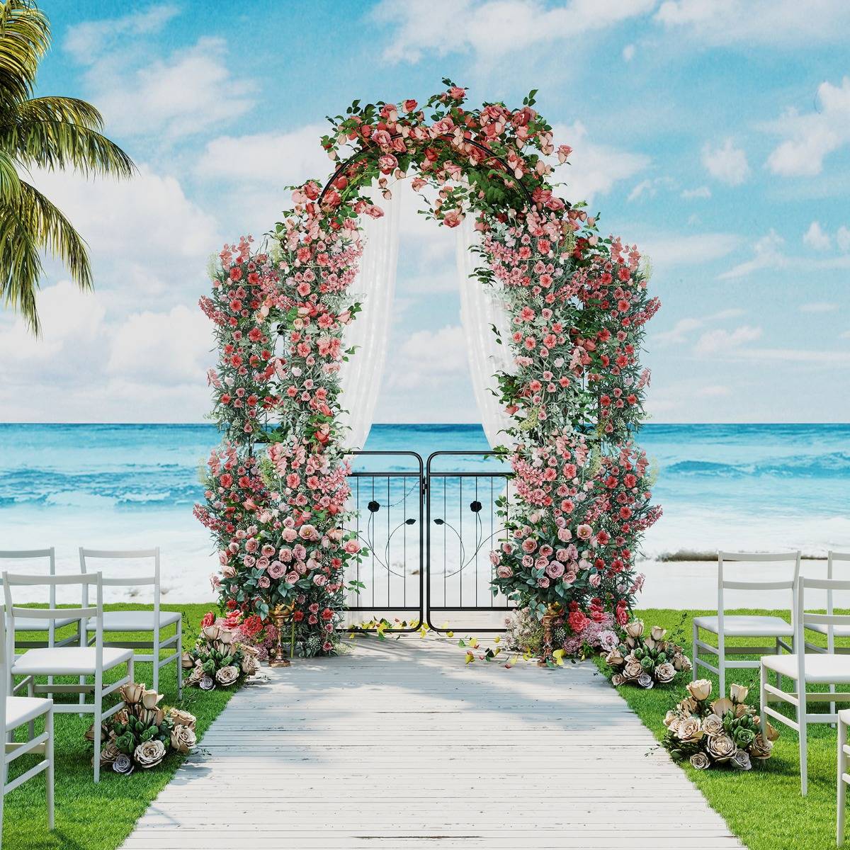 Arche de Jardin avec Portail Étagères Treillis pour Plante Grimpante Pergola de Mariage pour Cérémonie MAISON CHIC - Image 3
